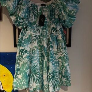 Aleeza Paris BNWT NEVER WORN Green and White Dress